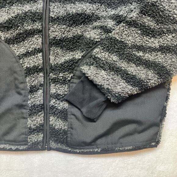 Varley Zebra Print Sherpa Fleece Full Zip Jacket Black Gray Size M - Picture 5 of 11